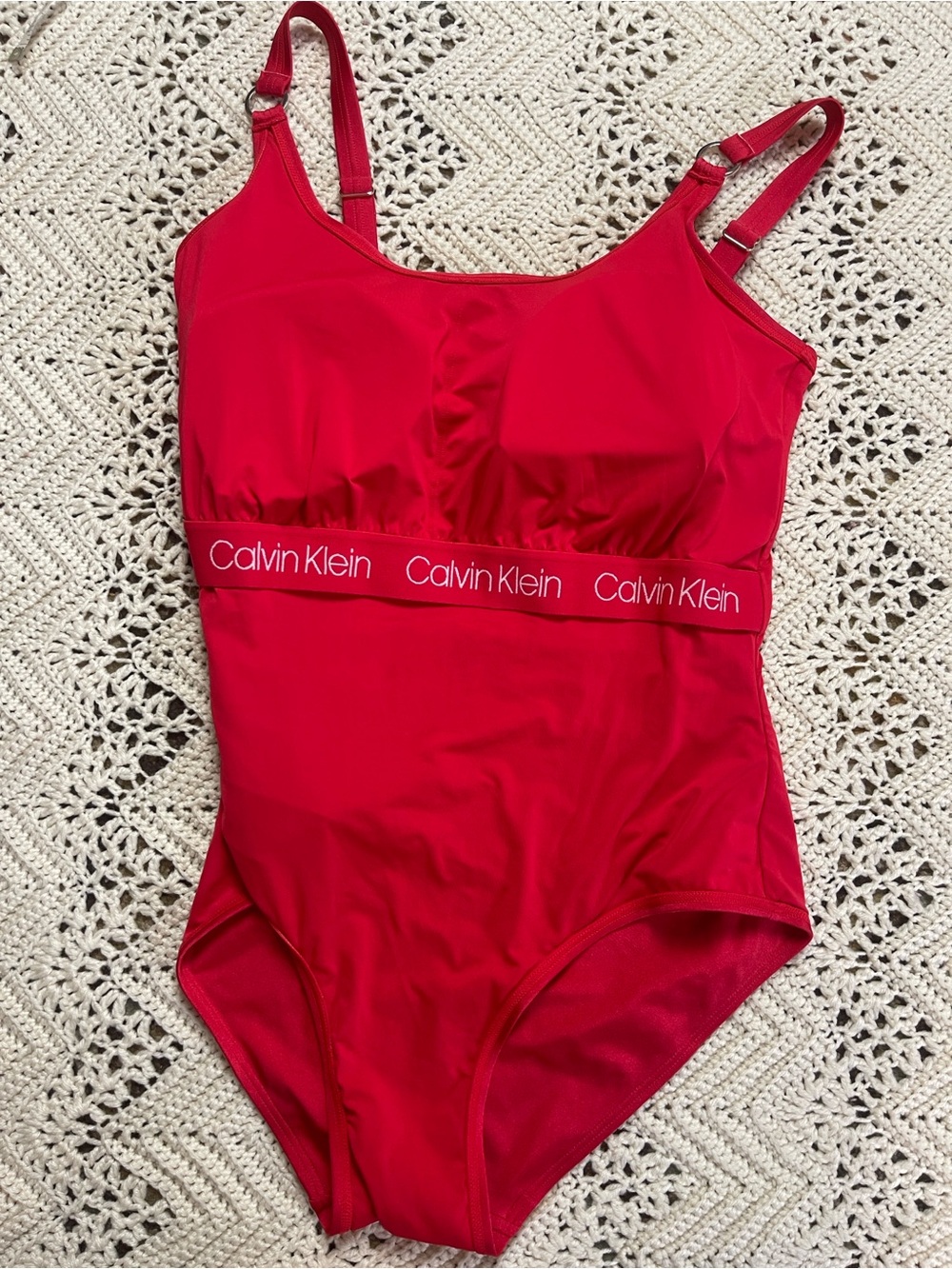 Calvin Klein red one piece swim suit 14 - Picture 11 of 12